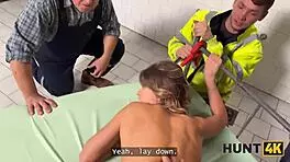 Slutty Worker Fucks Boss In Front Of BF