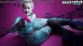 solo anal fisting with toys and plugs for tattoo girl