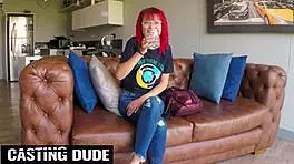 Amateur 18yo redhead latina sloppy head on massive cock gets messy fast