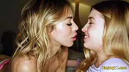 Two petite European beauties share sheer delight with vibrator reaching blissful moments