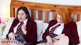 Two British Students Have A Masturbation Race In Their Uniforms