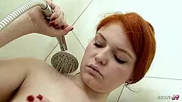 Real Redhead Teen With Fire Bush Gets Interracial Fuck By Big Black Cock Guy Next Door Before Shower