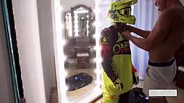 Exciting Ride With Athletic Teen Model In Motorcycle Gear