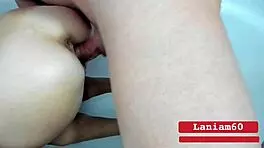 this milf is getting fucked with a huge cock and squirting like crazy