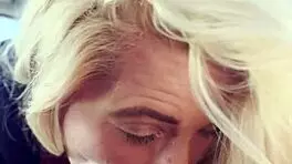 Real hooker receives intense facial in outdoor encounter