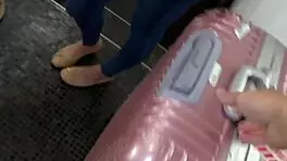 Hey, check out this teen tugging for a cum facial