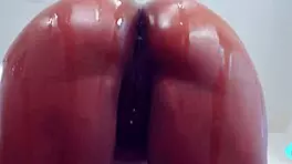 Petite and thick nympho avery jane rides big black cock in pov, oiled bubble butt bouncing.