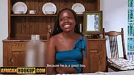 Tattooed Ebony Teen 18+ Sucks White Cock First Time