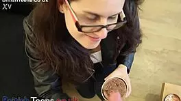 british teen eats ice cream topped with cum