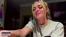 petite mature blonde rubs nipples and fingers twat