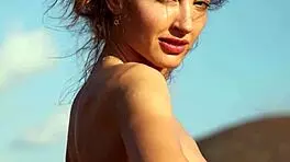 Skinny brunette russian diva taya vais posed nude in desert