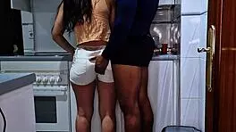 Intriguing encounter: he catches me in the kitchen and we connect while she works