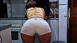 Intriguing encounter: he catches me in the kitchen and we connect while she works