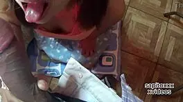 Hot new cashier fucked in sheer lingerie on camera