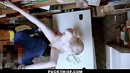 officer demands the teen to suck his cock to leave the store - fuckthief