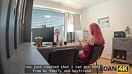 Loan4K's horny redhead Olivia jumps on office cock intensely
