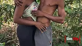 Couple fuck outdoor in a tropical rain forest