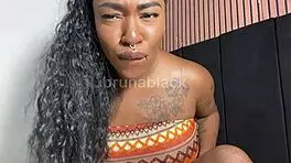 Watch brunette teen give jerk off instructions, doubting you won't cum to her natural tits and pussy