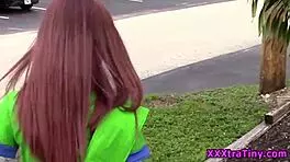 Petite teen feels intense arousal sucking monster cock, her small tits heaving with emotion in hardcore scene