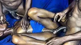 Double penetration mmf threesome with big black dicks squirting