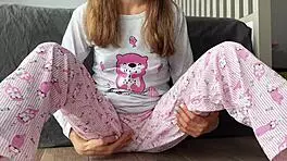 Stepsister Small Boobs In Pajama Gets Finger Fucked And Squirts Cum Close Up