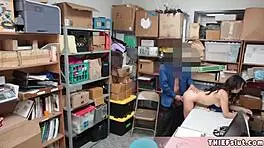 Extra Cute Brunette Thief Taylor Caught And Punished With Rough Fucking In The Back Room!