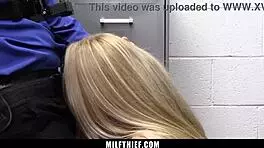 guard pulls his cock out and asks the hot milf suspect to blow it - milfthief