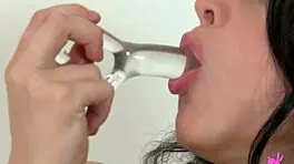 Marlene liked the taste of her dildo after fucking herself