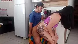 Hot maid in pajamas seduces boss. Risky rough sex, deepthroat, doggystyle while wife shops.