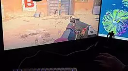 big tits wife surprises me with rough riding during game