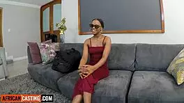 cute skinny 18yo ebony meets big white producer in interracial casting