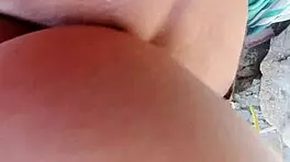 sex on the beach with perverted old man, teen brunette deepthroats and gets wet pussy licked