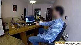 hot ebony teen 18+ clarice swallowed a huge cock and spit on it after casting