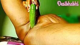 feeling horny while fucking cucumber intensely