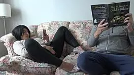 Perverted Mature Woman Masturbates Wet Cunt, Ignored By Nerdy Guy.