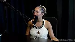 barbara sol chats with bia hot in podcast, showing off in sheer red lingerie and using toys