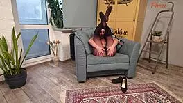 Petite milf eva black in lingerie and pantyhose teasing