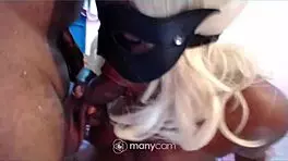 Hot tall blonde ebony sucks dick and gets fucked hard outdoors