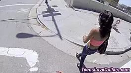 amateur teen 18+ cum soaked in outdoor blowjob