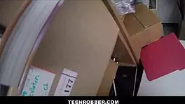 tiny blonde shoplifter's heart races as she agrees to fuck the loss prevention officer to avoid police, alina west