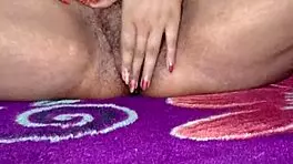 sexy indian girl masturbates hairy pussy close-up