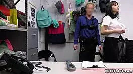 Beautiful italian shoplifter teen caught tight pussy destroyed by mall cop