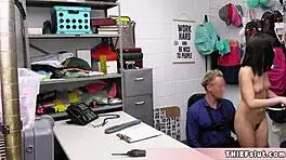 Beautiful italian shoplifter teen caught tight pussy destroyed by mall cop