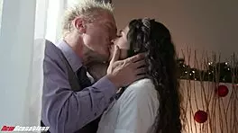 Teen swallows christmas cum eagerly