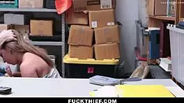 Teen Thief Caught Stealing Gets Punished with Hardcore Blowjob and Doggystyle Fucking in Garage