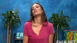 Teen pussy massage during oiled competition