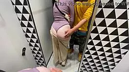 Getting Blowjob In Changing Booth With Friend