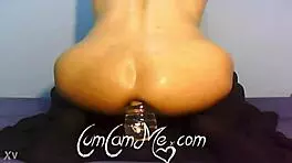 Big Ass Rides Water Bottle Anally 😈