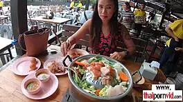 amateur thai young woman polly with big chest assisting her european boyfriend in an intimate setting