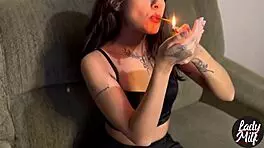 Young Latina in homemade video with subtitles